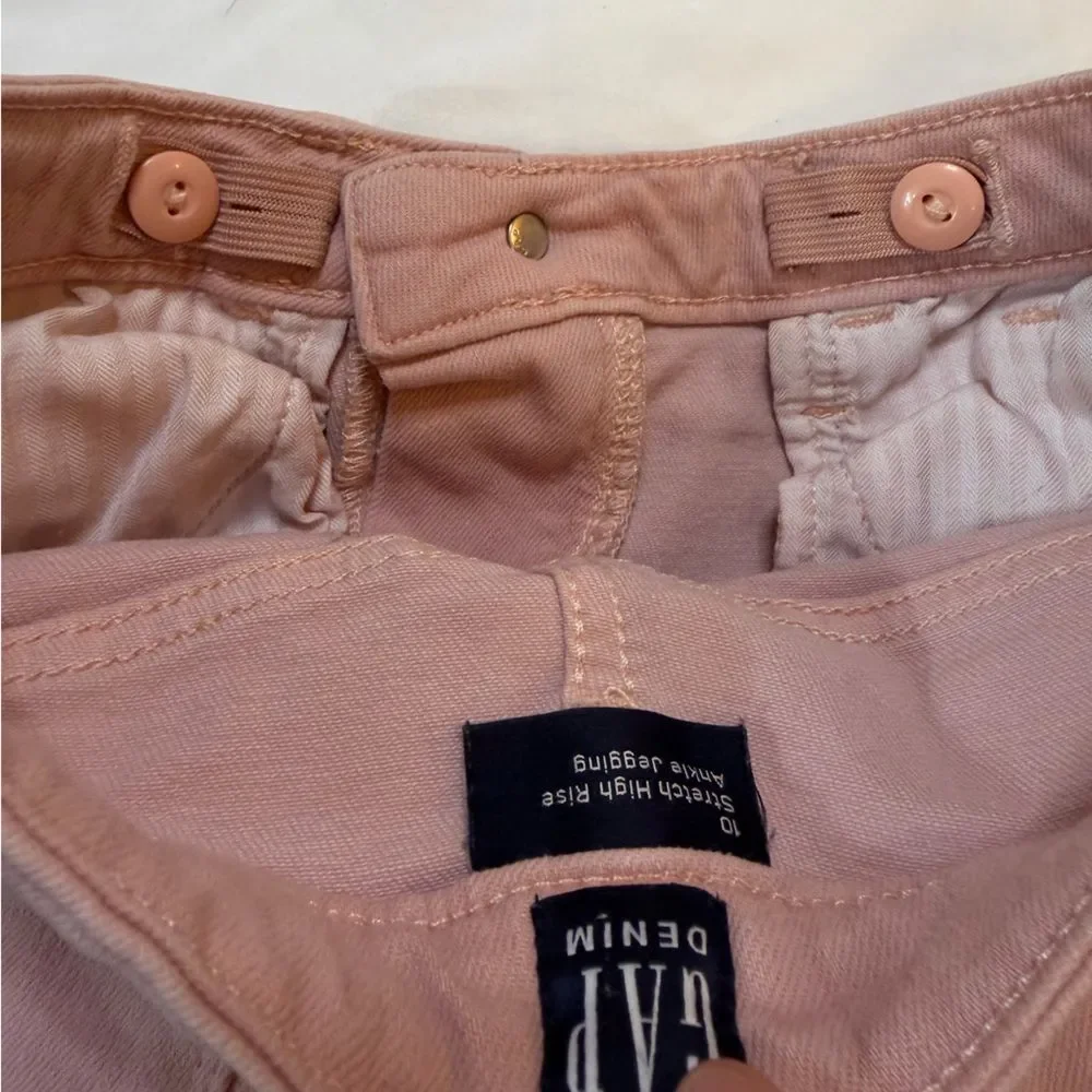 Girls Gap size 10 stretch high rise pink ankle jeggings